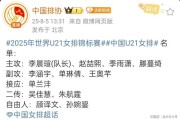 中国女排参加2025女排u21世锦赛12人名单公布小蝌蚪王奥芊上榜