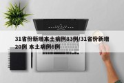 31省份新增本土病例83例/31省份新增20例 本土病例6例