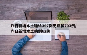 昨日新增本土确诊397例无症状703例/昨日新增本土病例62例