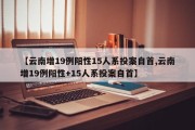 【云南增19例阳性15人系投案自首,云南增19例阳性+15人系投案自首】