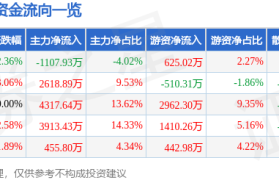 大恒科技(600288)9月12日主力资金净卖出110793万元