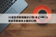 31省区市新增确诊27例:本土9例/31省区市新增本土确诊62例