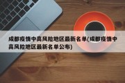 成都疫情中高风险地区最新名单(成都疫情中高风险地区最新名单公布)