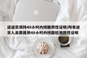 进返京须持48小时内核酸阴性证明/所有进京人员需提供48小时内核酸检测阴性证明