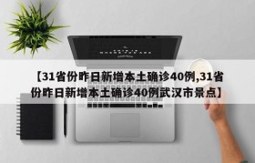 【31省份昨日新增本土确诊40例,31省份昨日新增本土确诊40例武汉市景点】