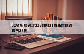 31省新增确诊2388例/31省新增确诊病例23例