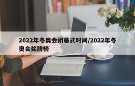 2022年冬奥会闭幕式时间/2022年冬奥会奖牌榜