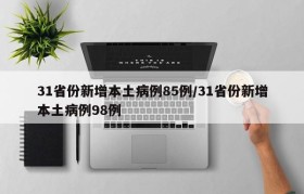 31省份新增本土病例85例/31省份新增本土病例98例