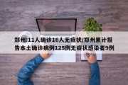 郑州:11人确诊16人无症状/郑州累计报告本土确诊病例125例无症状感染者9例